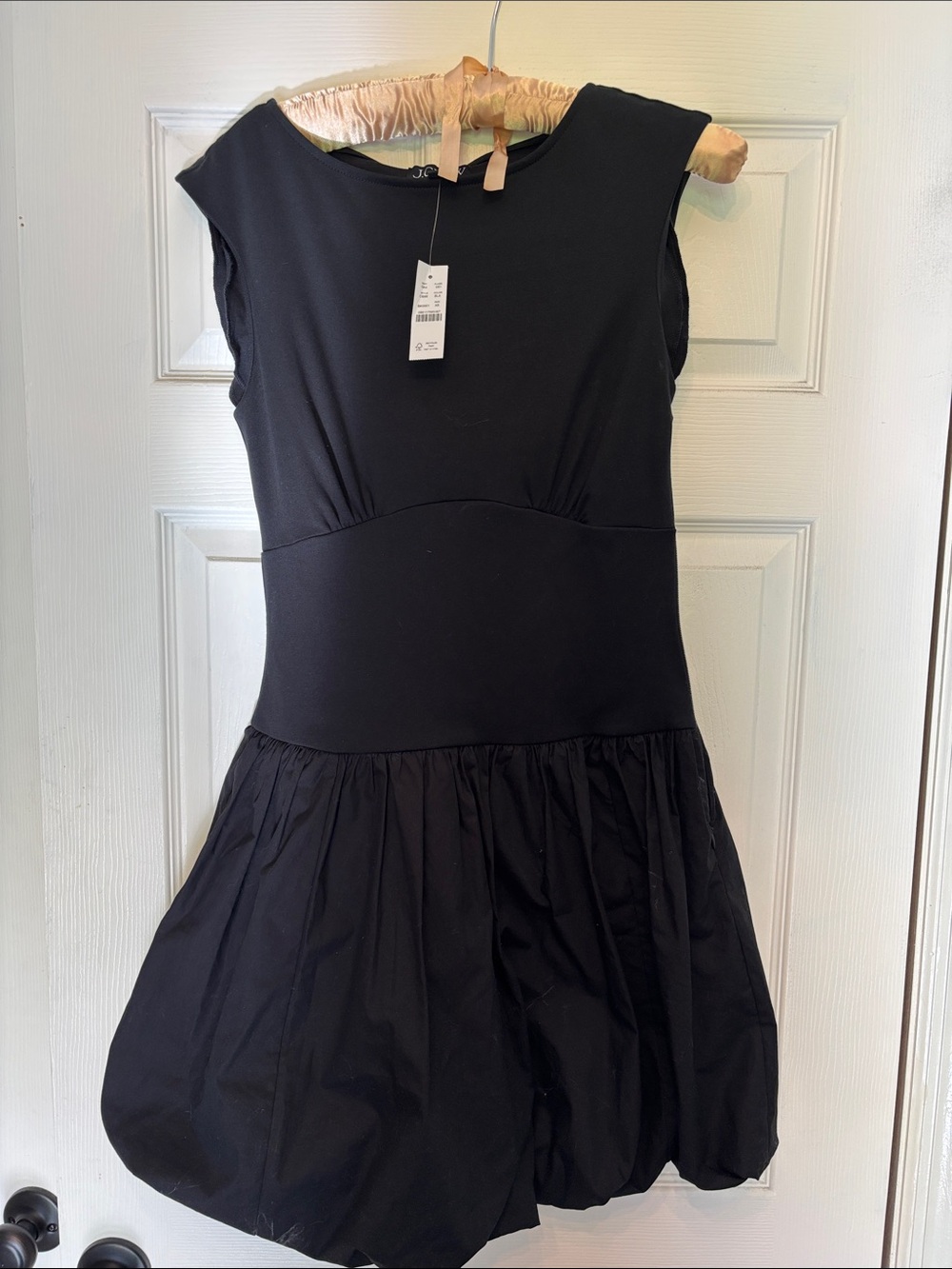 J. Crew Black Sleeveless Bubble-Hem Mini Dress